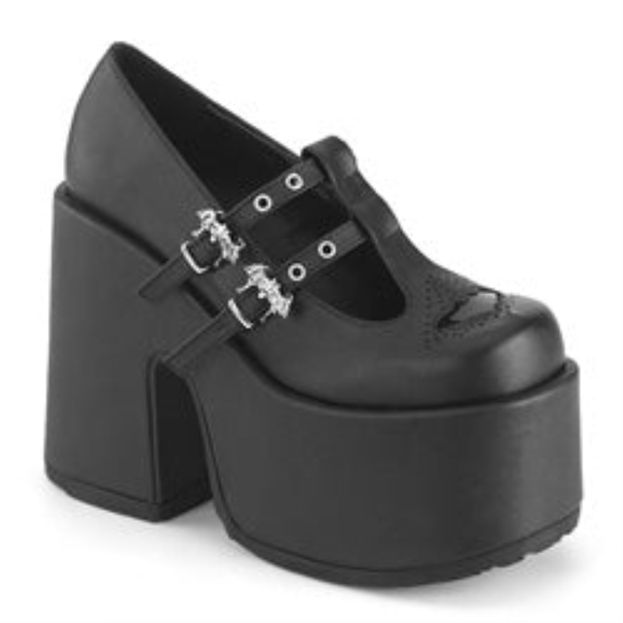 Camel-55 Zwart Vegan Leer Demonia Nederland