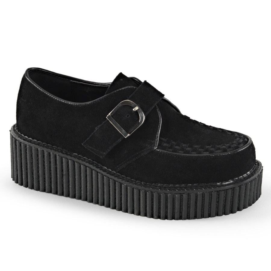 Creeper-118 Zwart Vegan Suede Demonia Nederland