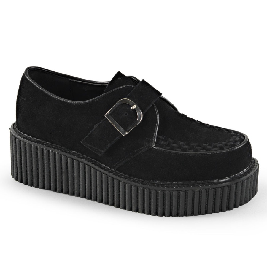 Creeper-118 Zwart Vegan Suede Demonia Nederland
