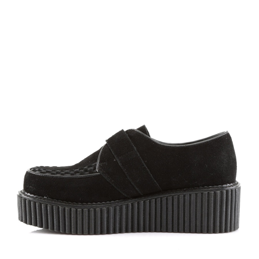 Creeper-118 Zwart Vegan Suede Demonia Nederland