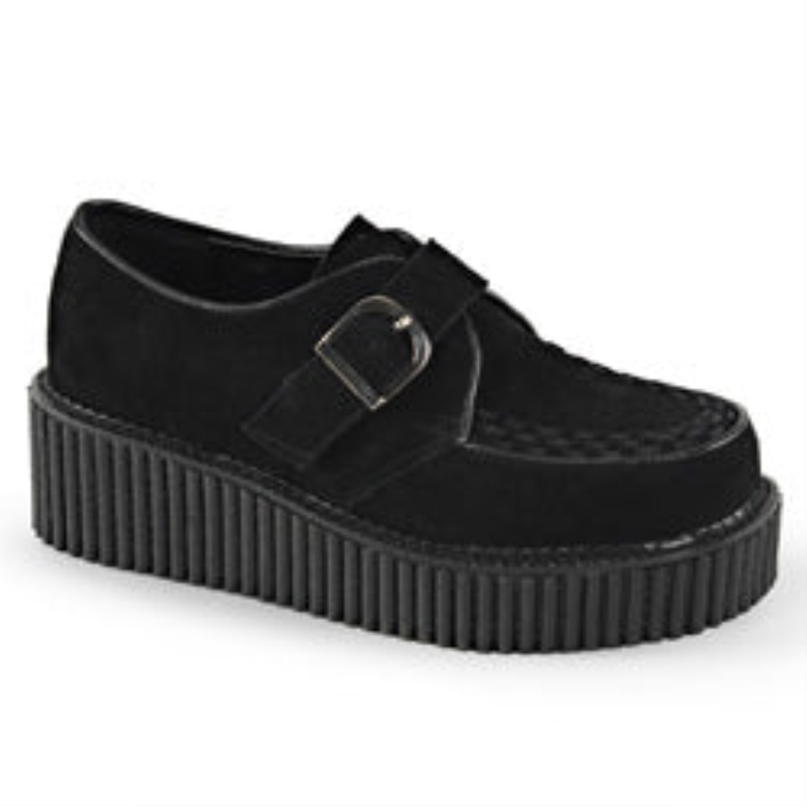 Creeper-118 Zwart Vegan Suede Demonia Nederland