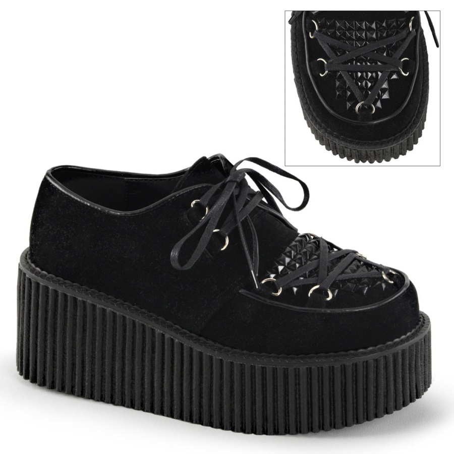 Creeper-216 Demonia Nederland Zwart Vegan Suede