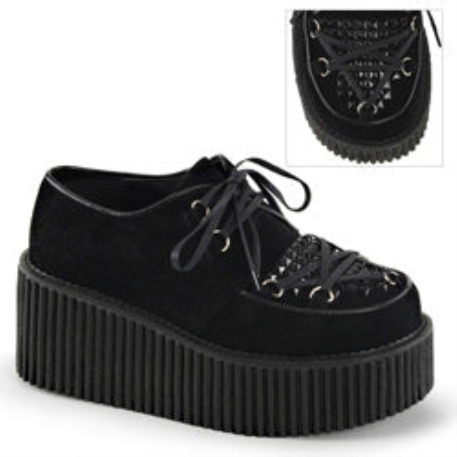 Creeper-216 Demonia Nederland Zwart Vegan Suede