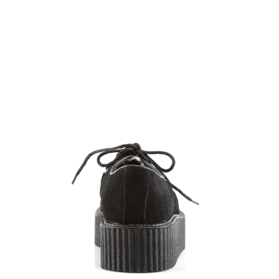 Creeper-400 Demonia Nederland Zwart Suede-cheetah Bont