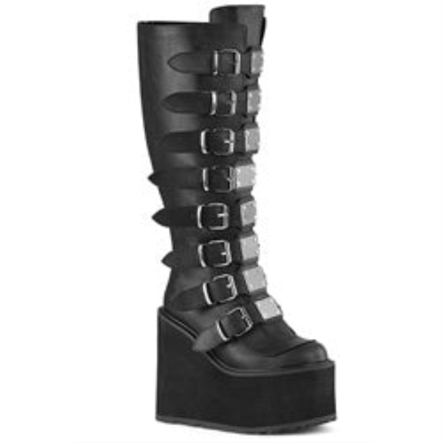 Demonia Nederland Zwart Vegan Leer Schommel-815wc