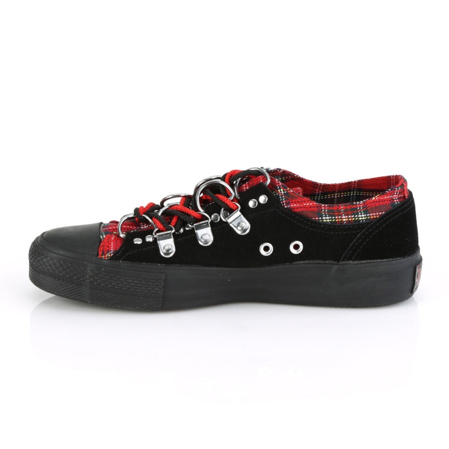 Deviant-05 Demonia Nederland Zwart Suede-rood Plaid