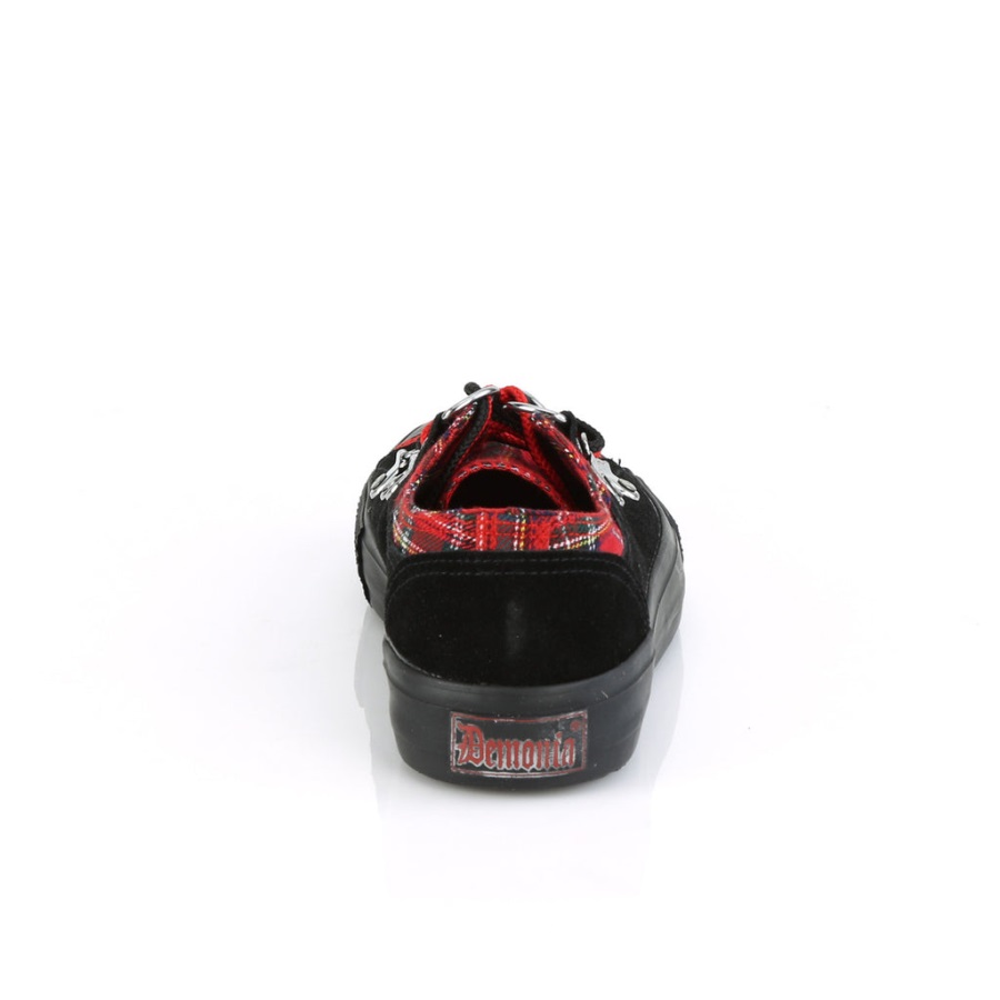 Deviant-05 Demonia Nederland Zwart Suede-rood Plaid