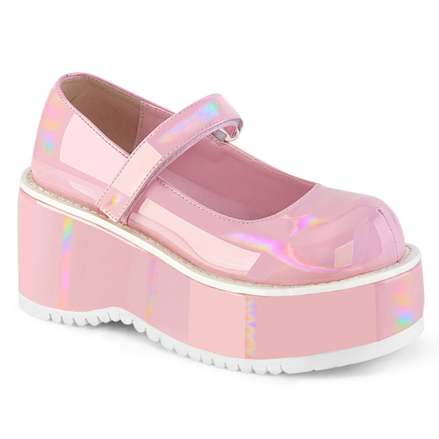 Dollie-01 Demonia Nederland Baby Pink Holo Patent