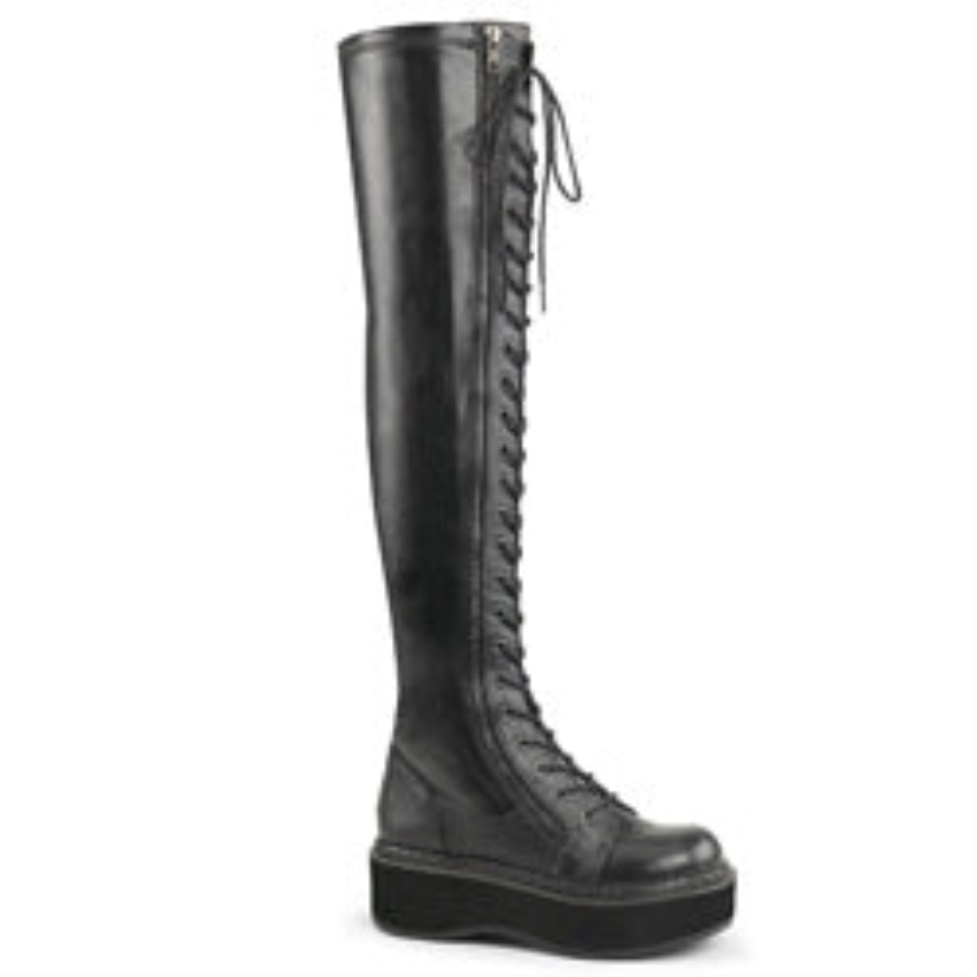 Emily-375 Demonia Nederland Zwart Str Vegan Leer