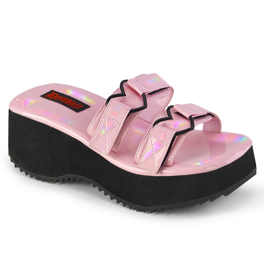 Flip-12 Baby Roze Holo Patent Demonia Nederland