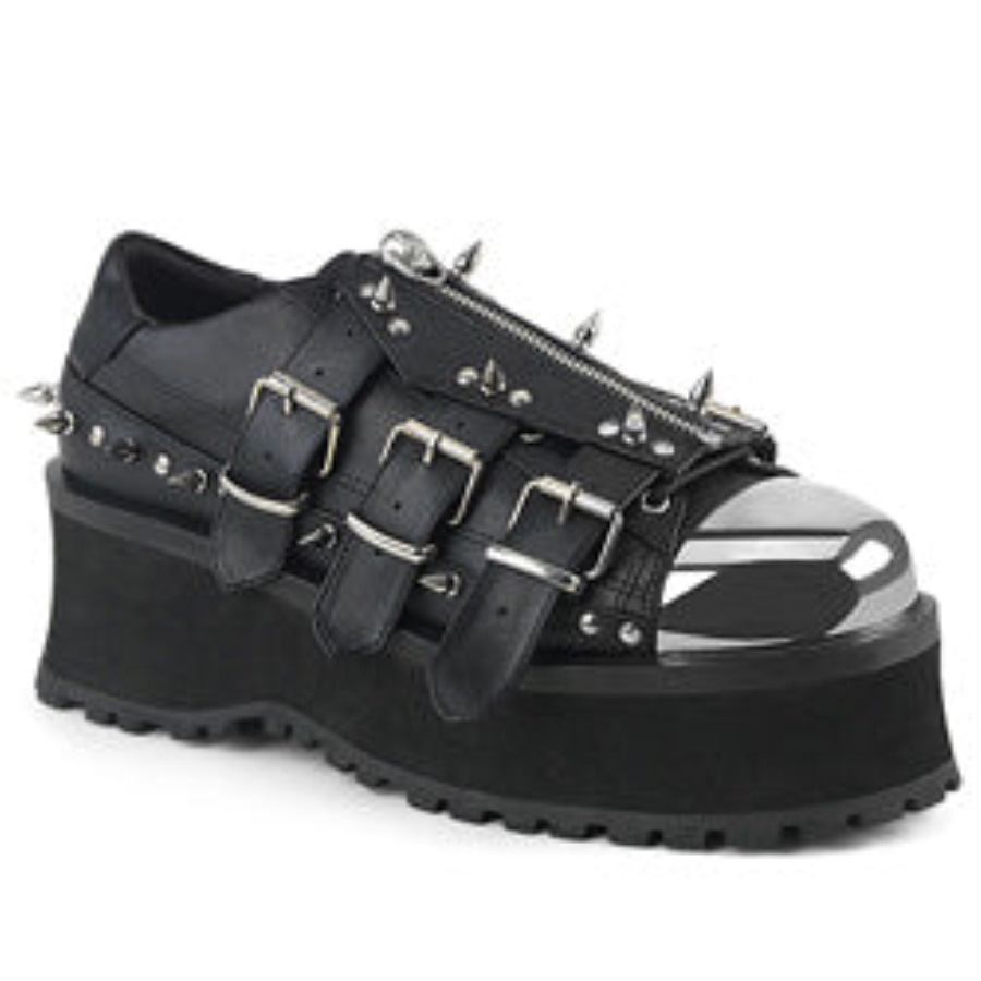 Gravedigger-03 Zwart Vegan Leer Demonia Nederland