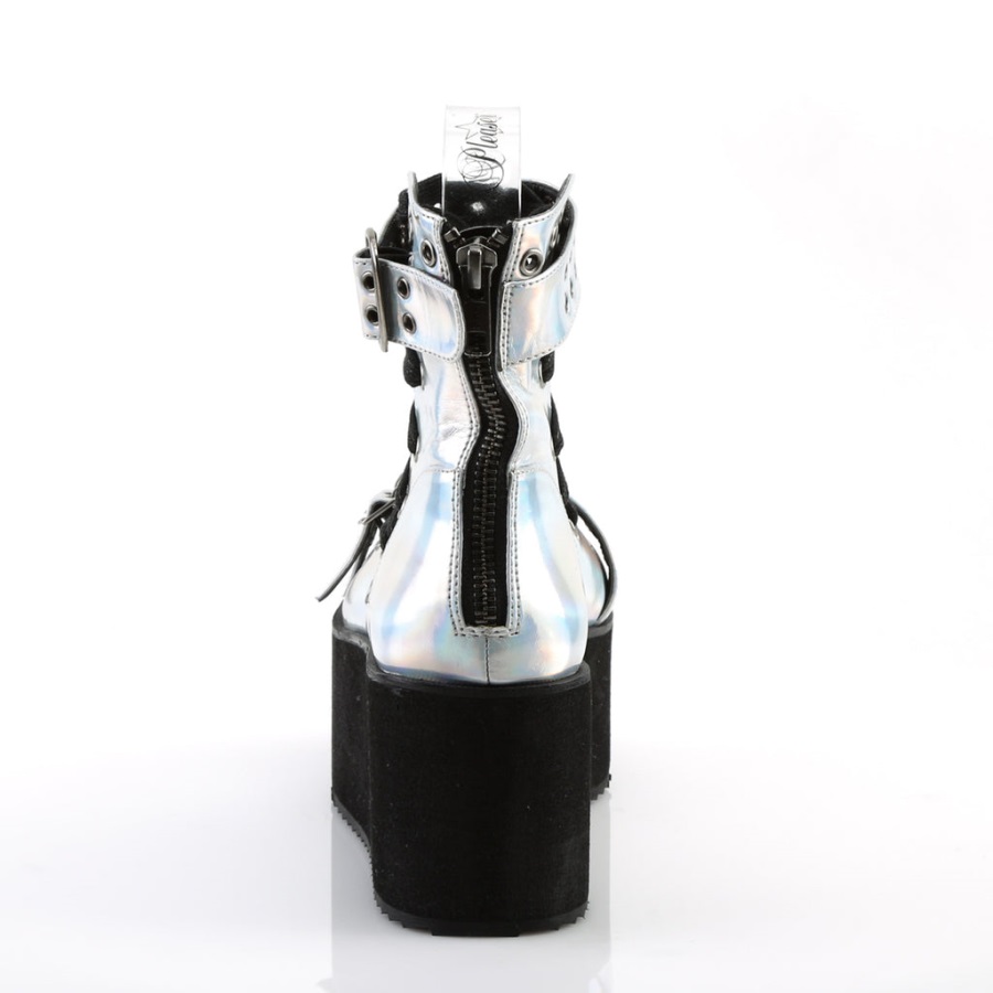 Grip-105 Demonia Nederland Zilver Hologram Vegan Leer