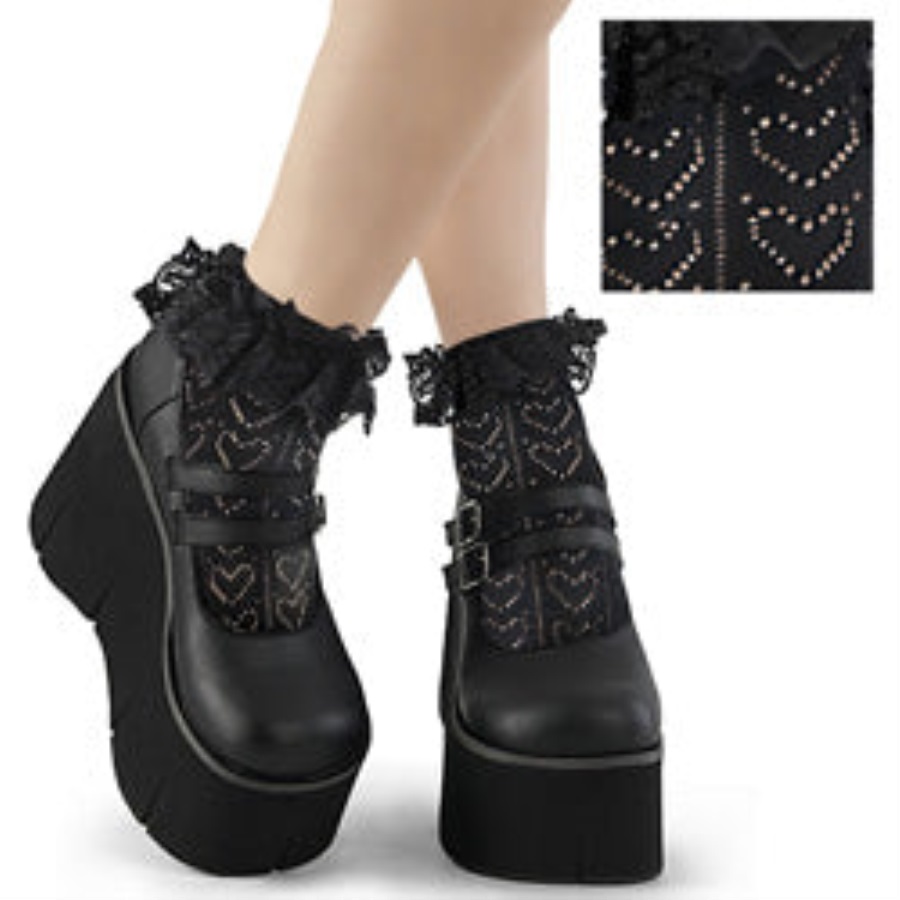 Hart Net Ruches Sok Zwart Nylon & Spandex Demonia Nederland