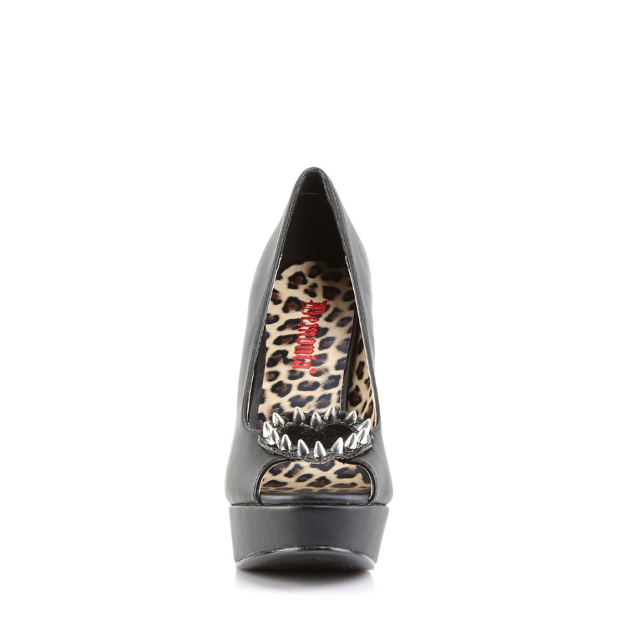 Pixie-17 Zwart Vegan Leer-pony Nepbont Demonia Nederland