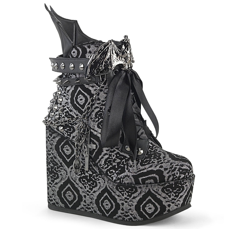 Poison-107 Zilver Faux Nubuck Leer Demonia Nederland