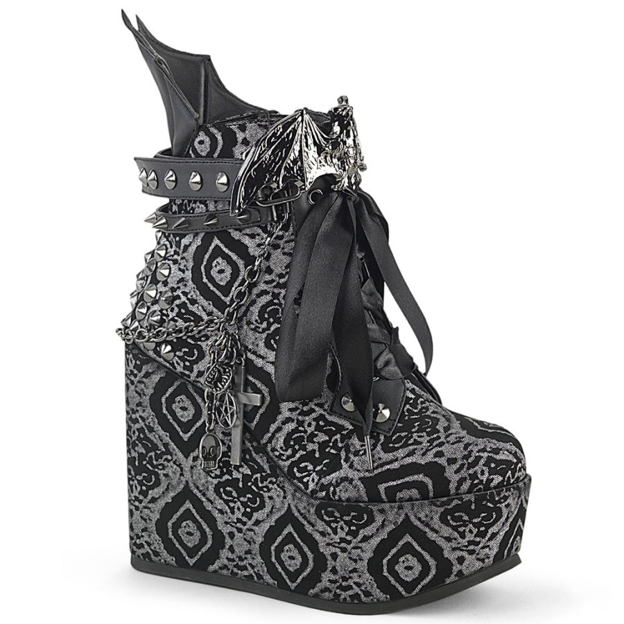 Poison-107 Zilver Faux Nubuck Leer Demonia Nederland