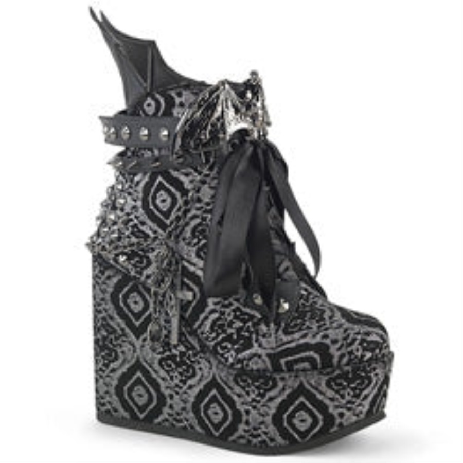 Poison-107 Zilver Faux Nubuck Leer Demonia Nederland