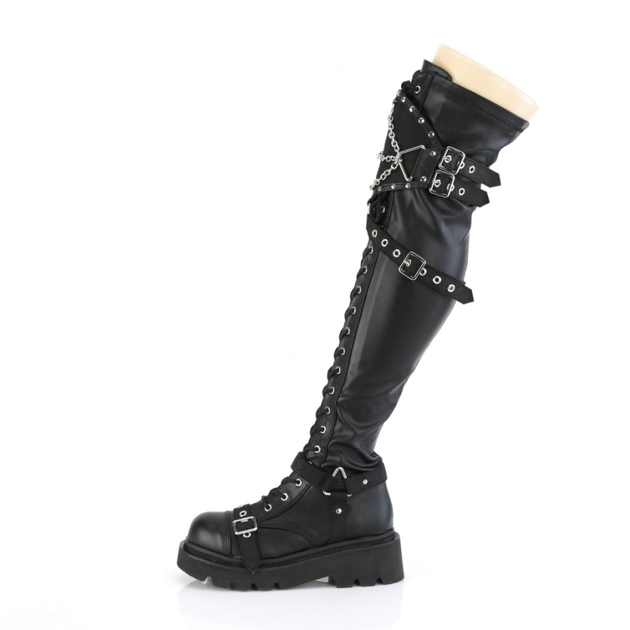 Renegade-320 Zwart Stretch Vegan Leer Demonia Nederland