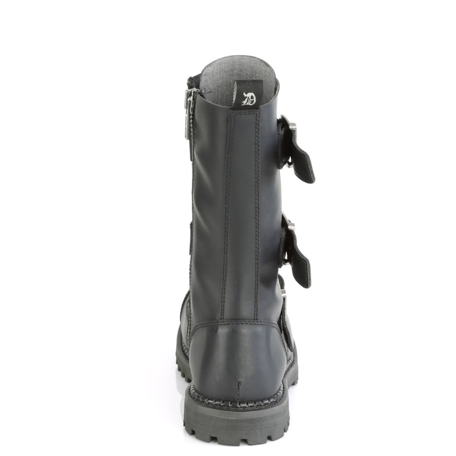 Riot-12bk Zwart Vegan Leer Demonia Nederland