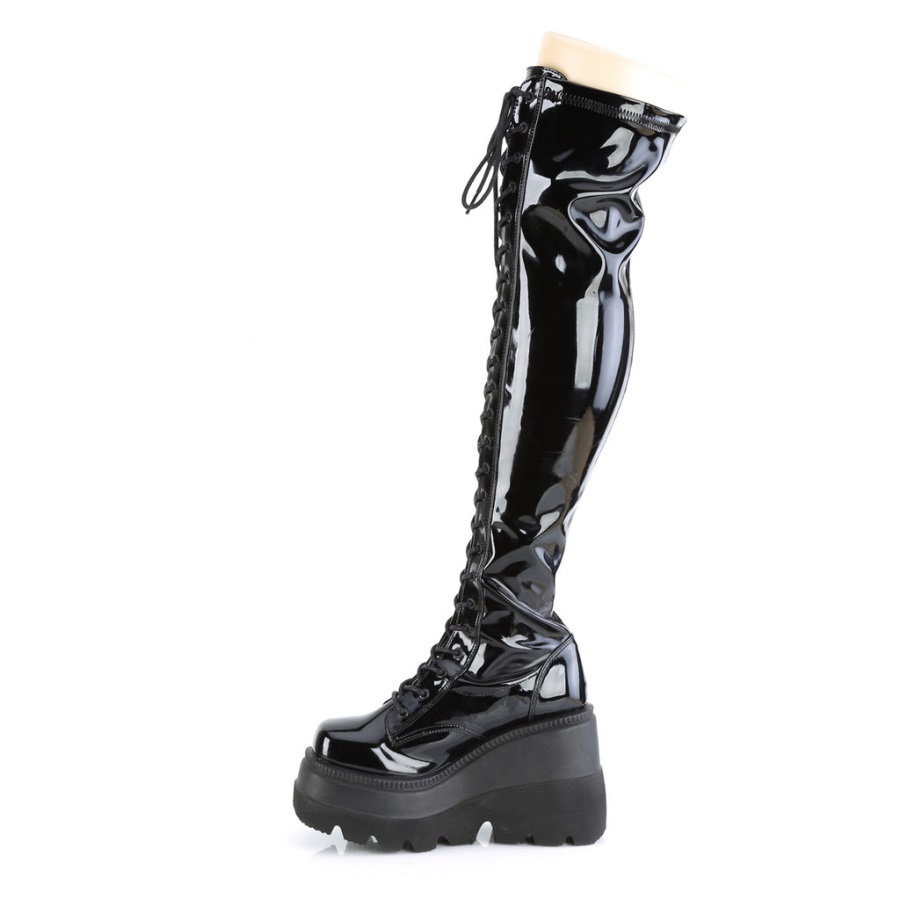 Shaker-374 Demonia Nederland Zwart Stretch Patent