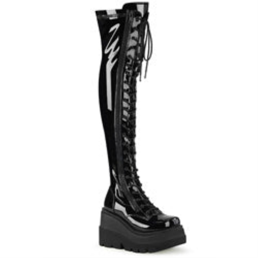 Shaker-374 Demonia Nederland Zwart Stretch Patent