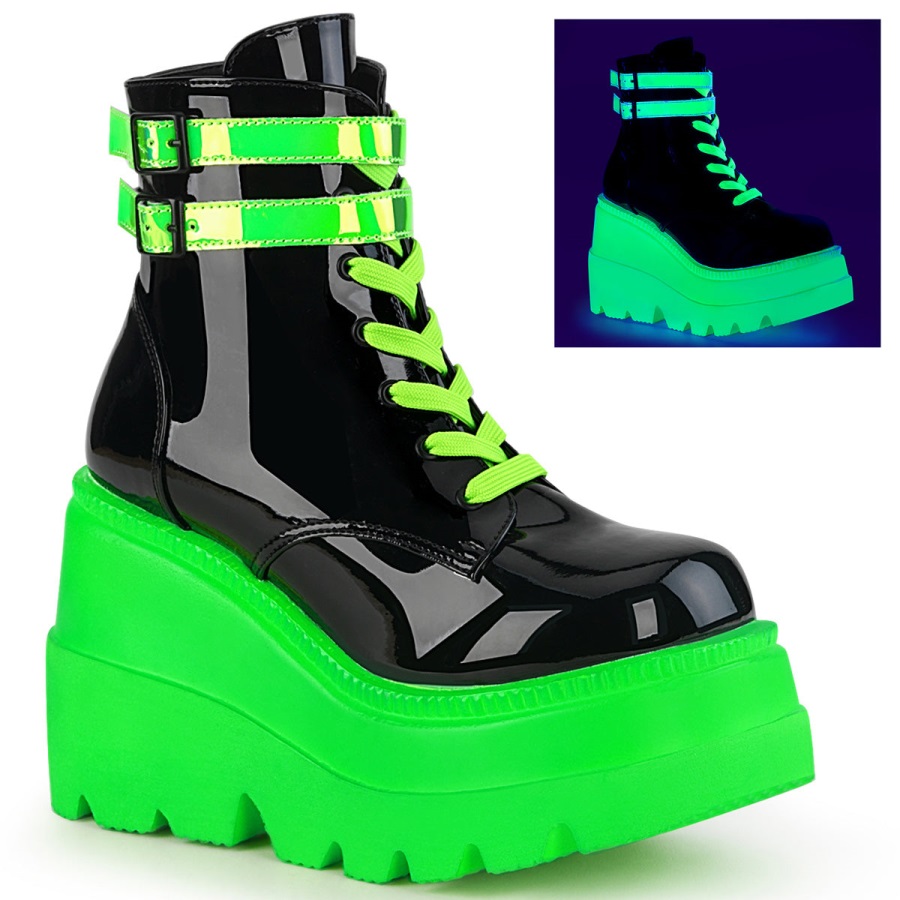 Shaker-52 Zwart Patent-u V Neon Groen Demonia Nederland