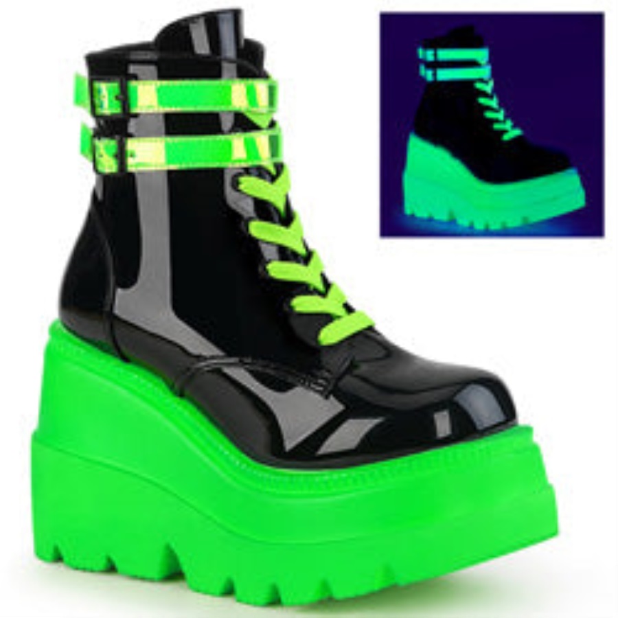 Shaker-52 Zwart Patent-u V Neon Groen Demonia Nederland