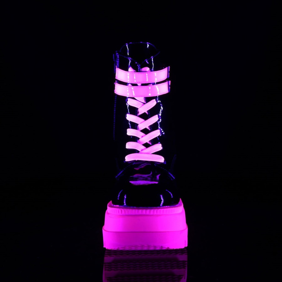 Shaker-52 Zwart Patent-u V Neon Roze Demonia Nederland