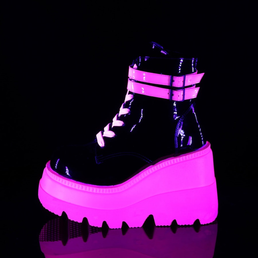Shaker-52 Zwart Patent-u V Neon Roze Demonia Nederland