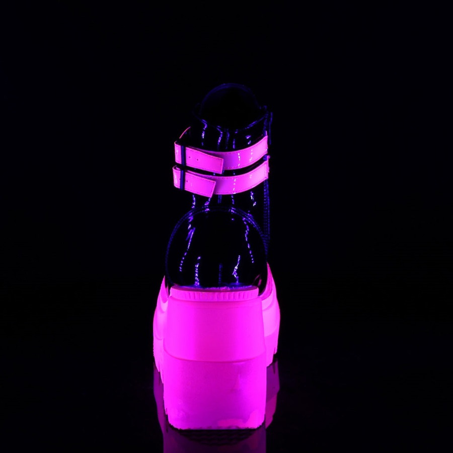 Shaker-52 Zwart Patent-u V Neon Roze Demonia Nederland