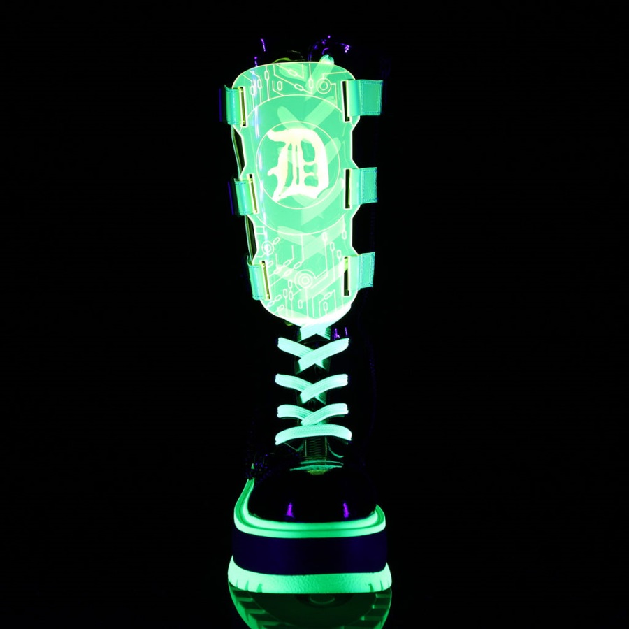 Slacker-156 Demonia Nederland Zwart Patent-u V Neon Groen