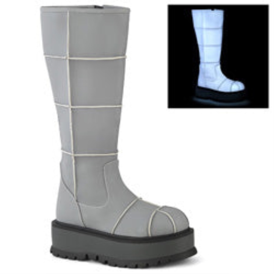 Slacker-230 Demonia Nederland Grijs Reflecterend Vegan Leer