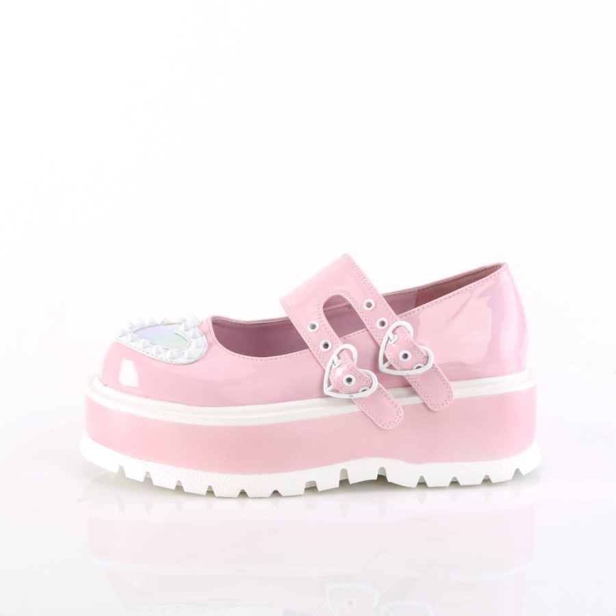 Slacker-25 Baby Roze Holo Patent Demonia Nederland