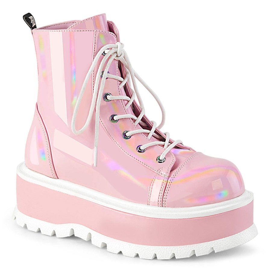 Slacker-55 Baby Roze Holo Patent Demonia Nederland
