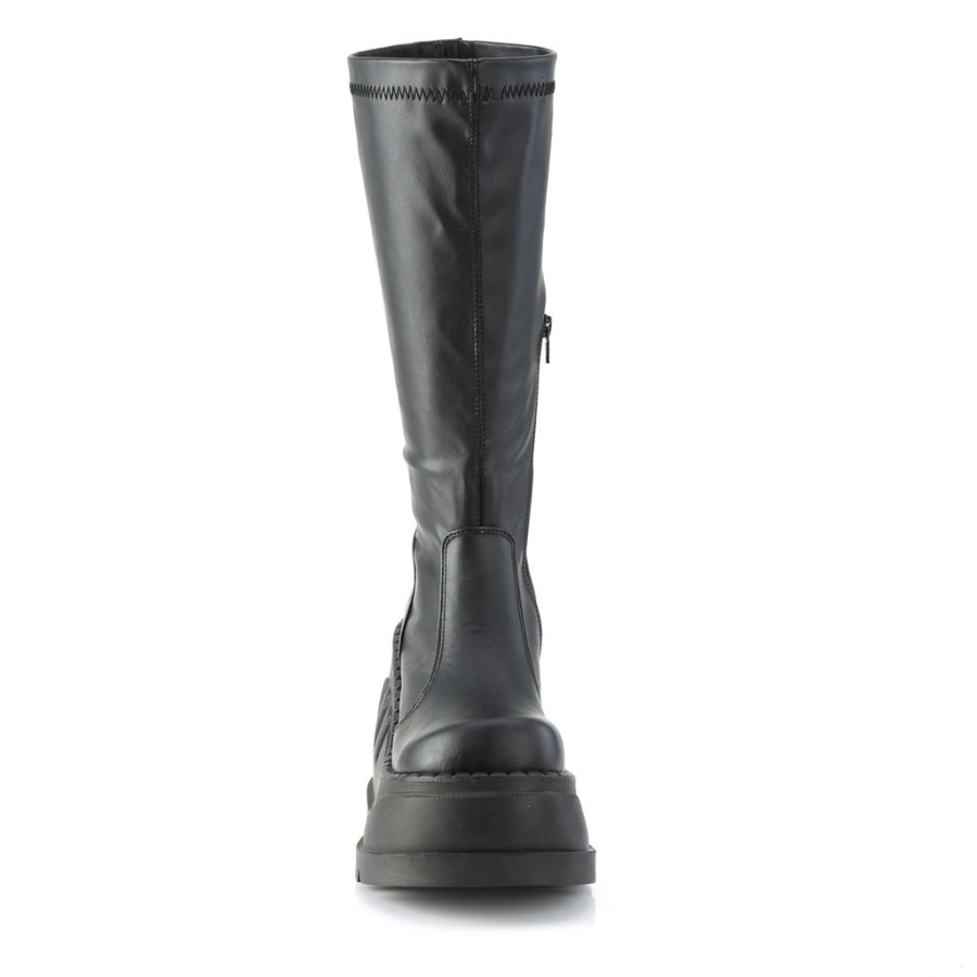 Stomp-200 Zwart Stretch Vegan Leer Demonia Nederland
