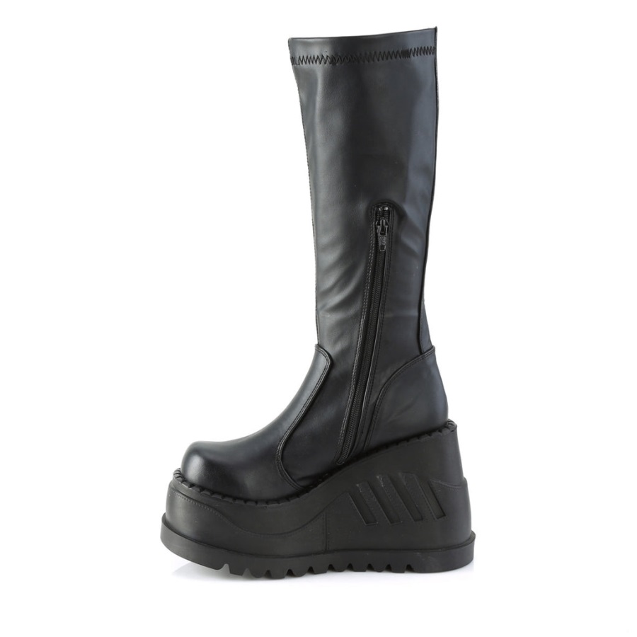 Stomp-200 Zwart Stretch Vegan Leer Demonia Nederland