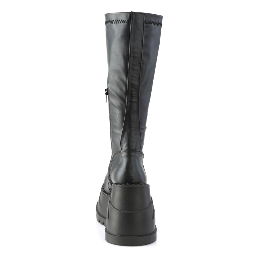 Stomp-200 Zwart Stretch Vegan Leer Demonia Nederland