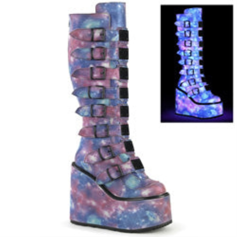 Swing-815 Blauw Reflecterend Vegan Leer Demonia Nederland