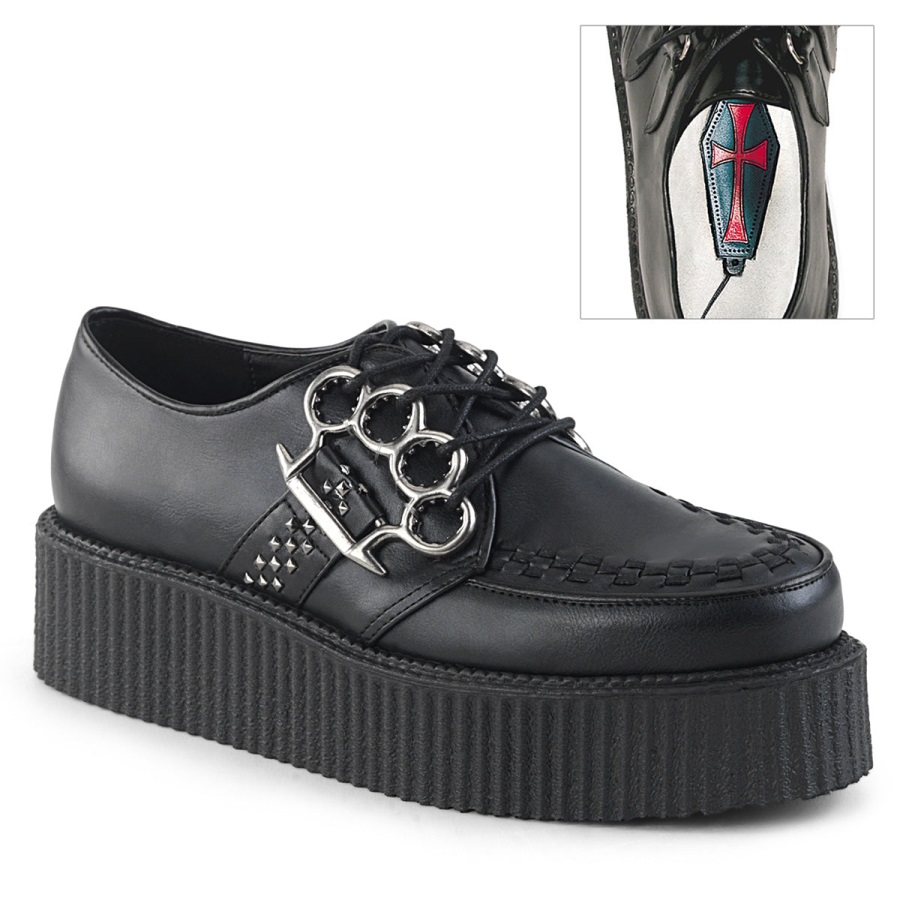 V-creeper-516 Zwart Vegan Leer Demonia Nederland