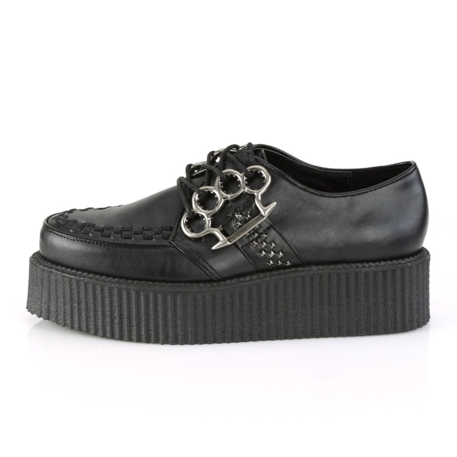 V-creeper-516 Zwart Vegan Leer Demonia Nederland