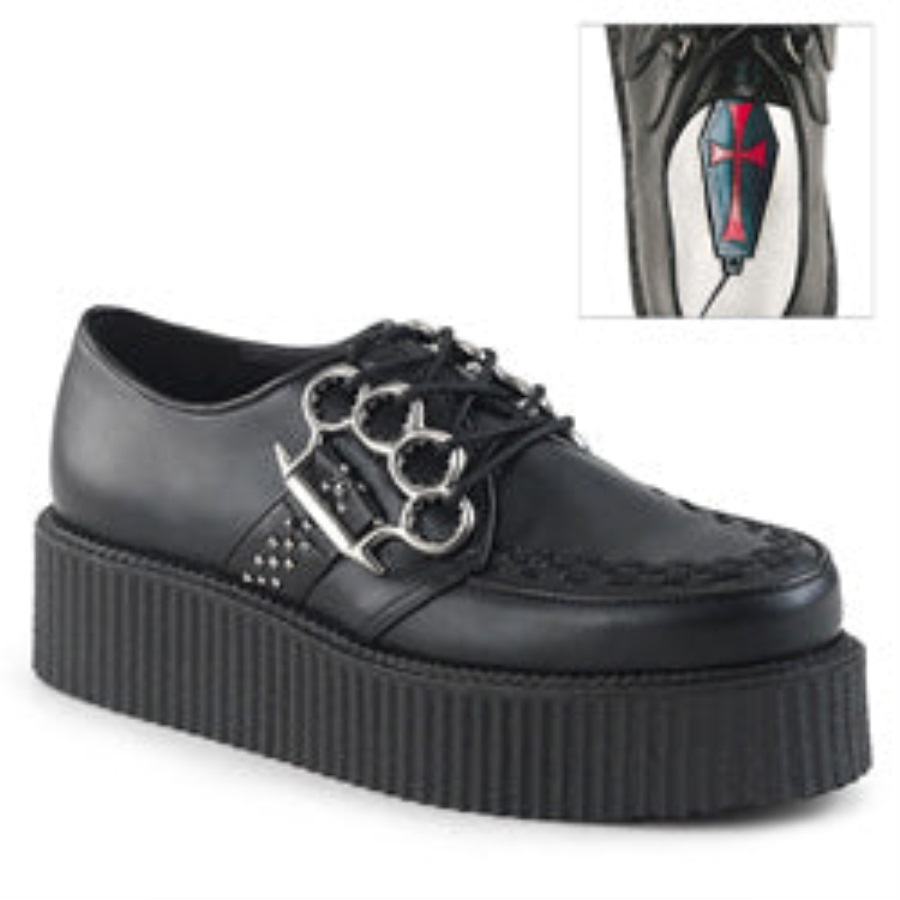 V-creeper-516 Zwart Vegan Leer Demonia Nederland